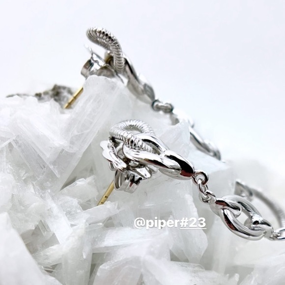 NWT Judith Ripka Eternity Linear Link Drop Sterling Silver 18K Gold Earrings - Picture 6 of 11